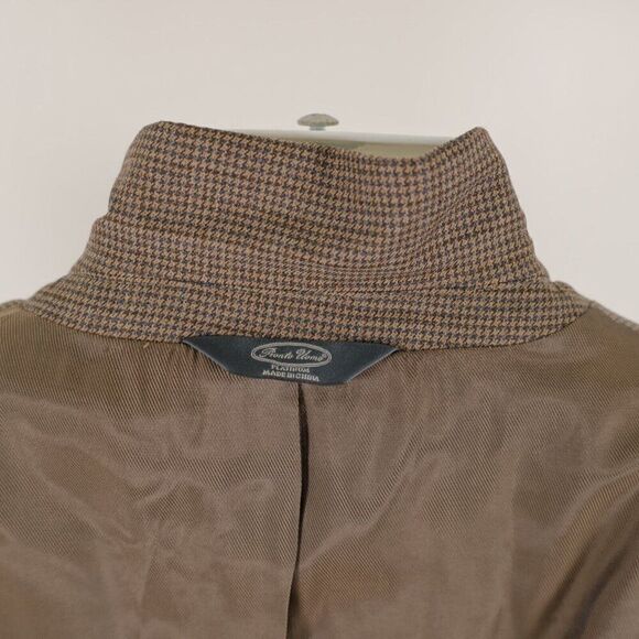 Pronto Uomo Platinum Luxury Wool Brown Blue Hounstooth 2 Button Sport Coat 44R - Picture 13 of 14